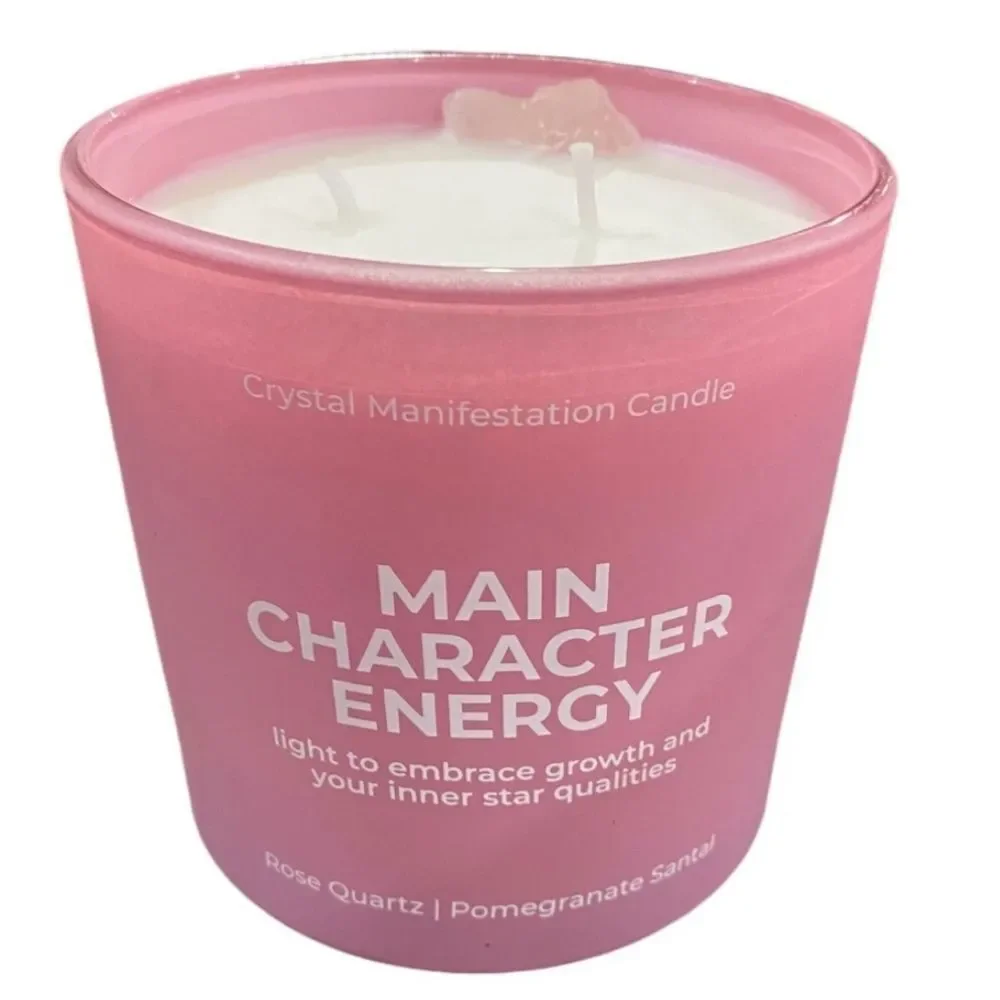 MAIN CHARACTER ENERGY Large Manifesting Candle Genuine Crystal Aromatherapy NIB🩷